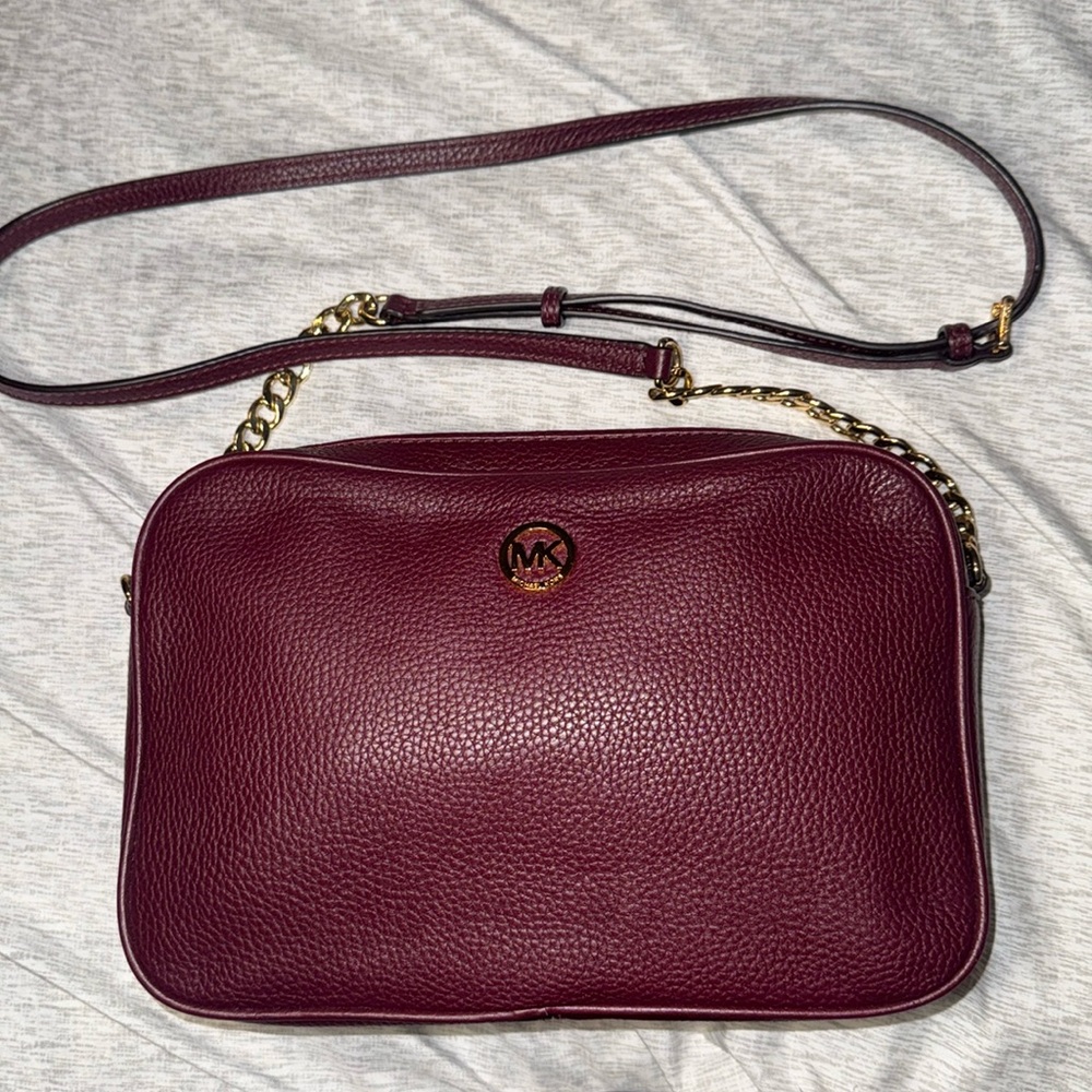 Michael Kors Burgundy Crossbody Bag with Gold Chain